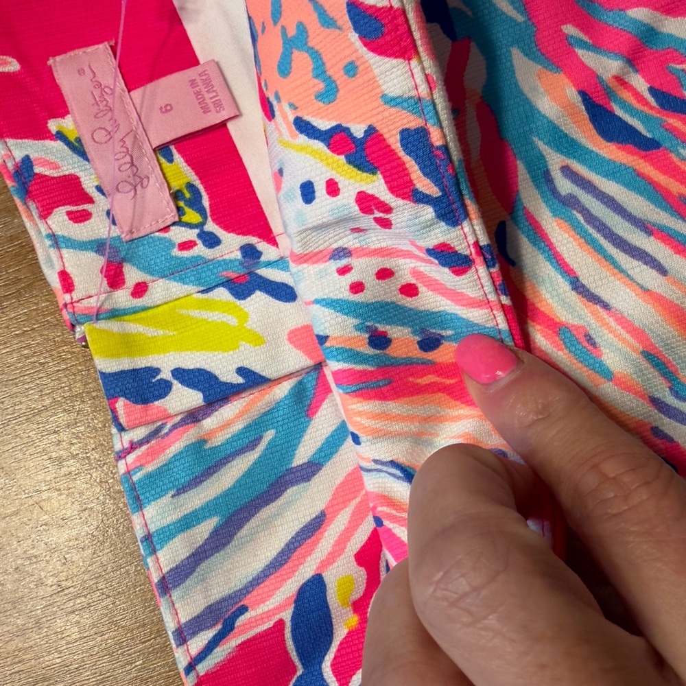 Lilly Pulitzer Neon Pink, Blue & Coral Tropical Print Skirt